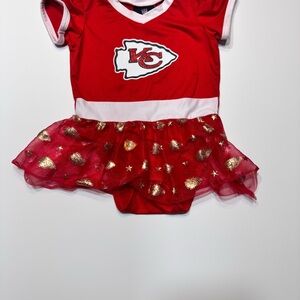 NFL Kansas City Chiefs Baby Cheer Dress Tutu Bodysuit 0-3M Red Glitter KC
